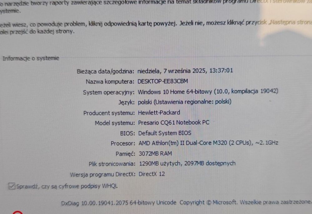 laptopa HP Compaq Presario CQ61