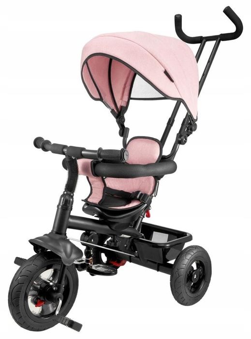 Trojkowy rowerek dla dziecka z daszkiem i rączką do prowadzenia - NOWY
