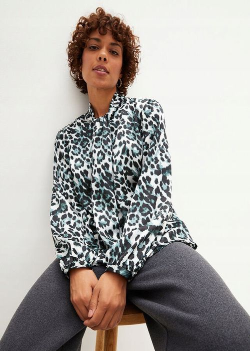 B.P.C satynowa tunika w cętki ze stójką ^42