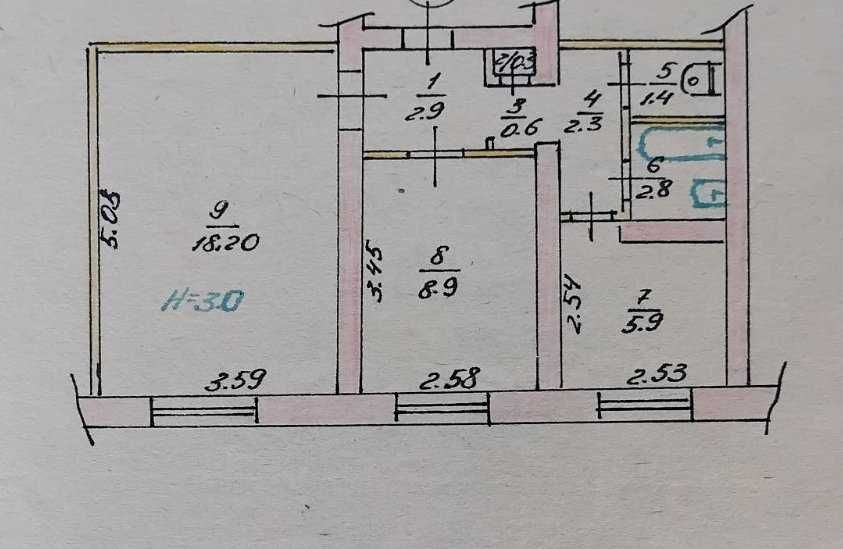 Продаж 2 кім. квартири, вул. Хабаровська б.11, Соцмісто