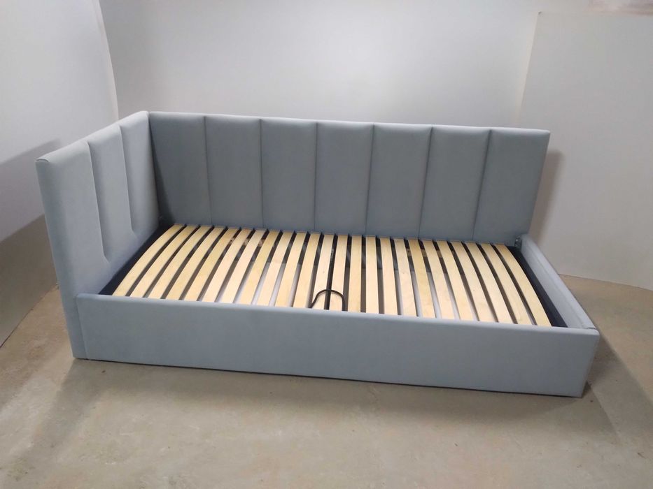 PROMOCJA Łóżko Tapicerowane MłodzieżoweNarożne StelażMetalowyPojemnik