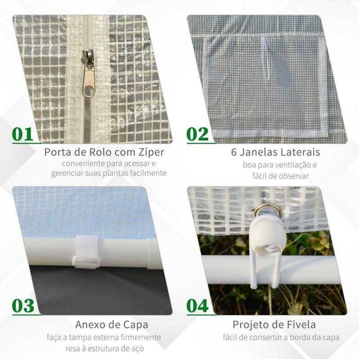 Estufa com 2 portas e 6 janelas 600x300x280 cm