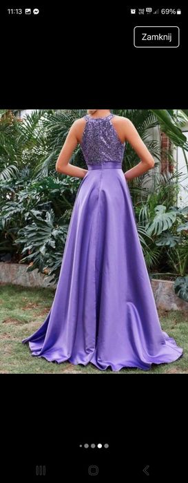 Piękna liliowa suknia wieczorowa