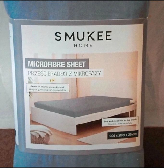 Prześcieradło z mikrofazy szare 200 x 200 cm, Smukee.