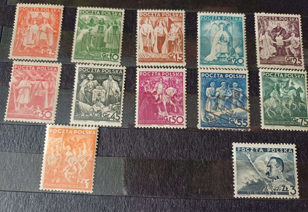 Znaczki polskie 12 szt. Poczta Polska 1938 Fi 322 320 319