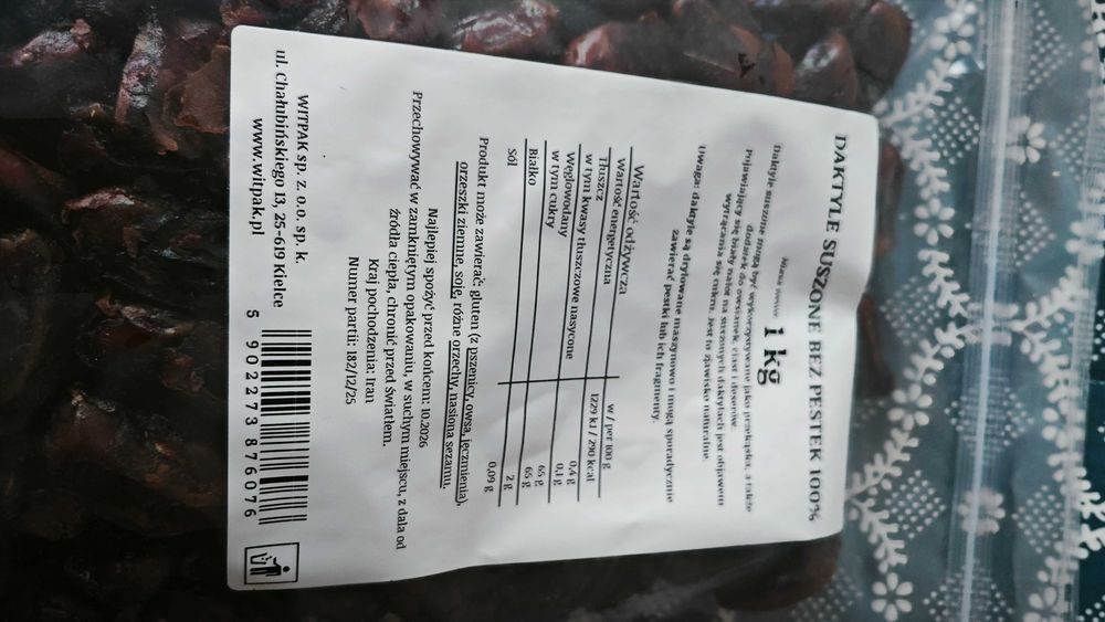 Daktyle suszone bez pestek 1kg