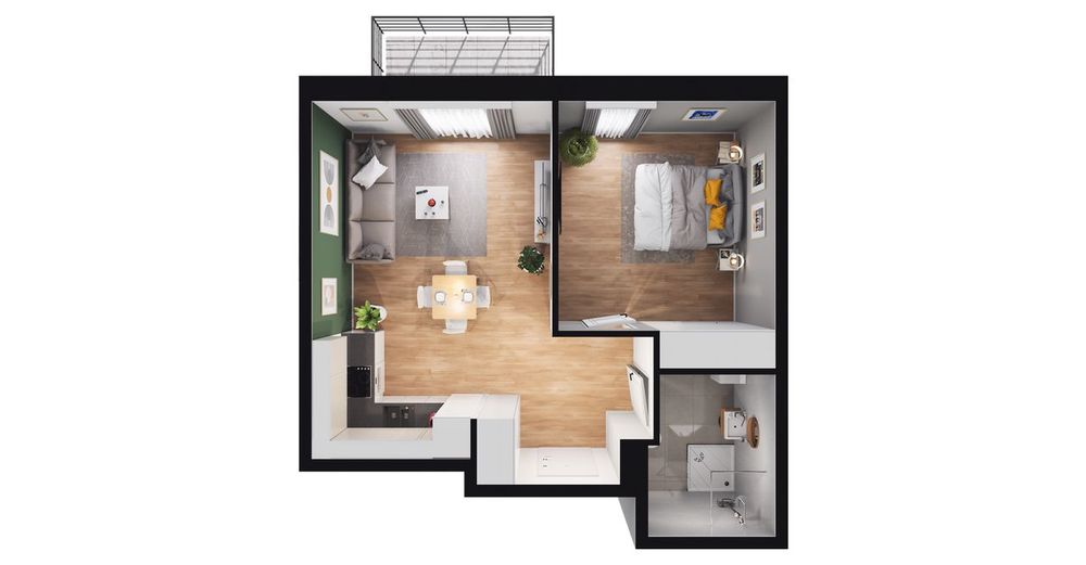 2-pokojowe mieszkanie 45 m² + balkon - Widok 3