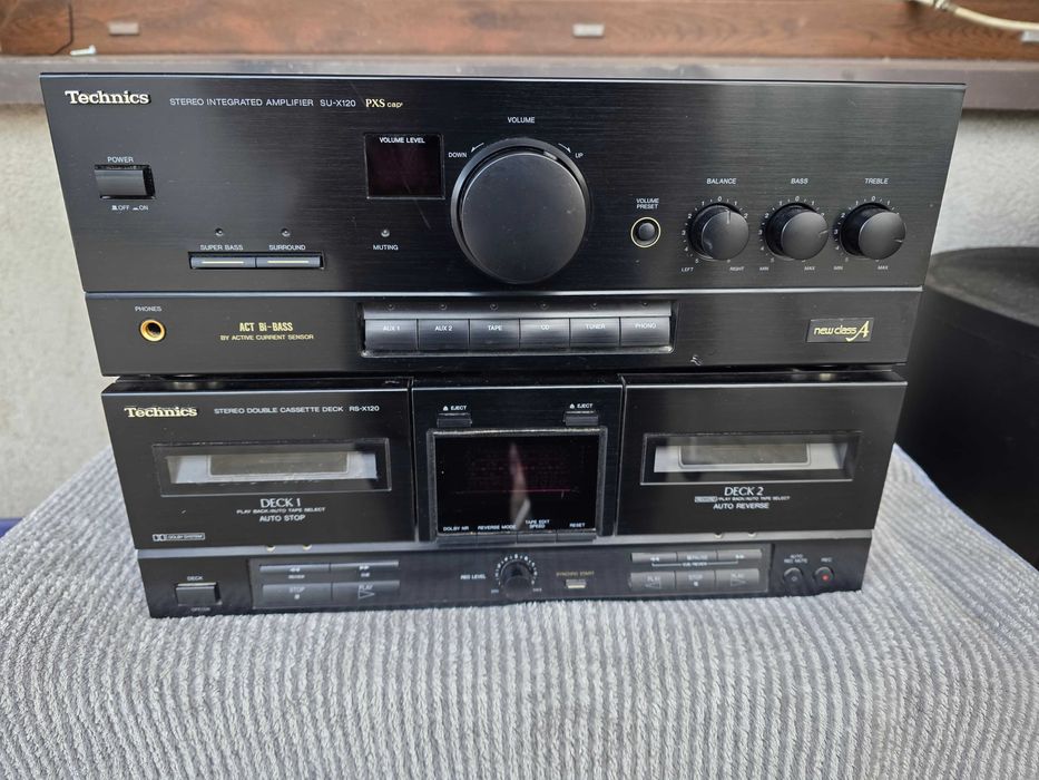wzmacniacz technics su-x120 midi pxs-cup stereo oraz deck