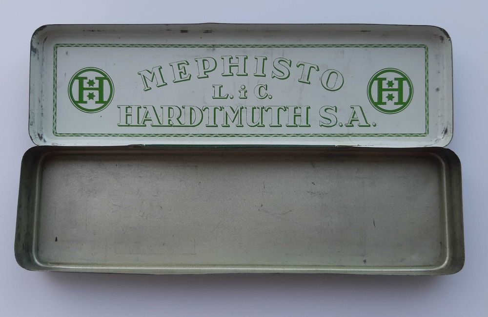 Pudełko puszka Mephisto Kraków przedwojenne ołówki