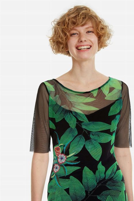 Sukienka z transparentnym dekoltem DESIGUAL S 36