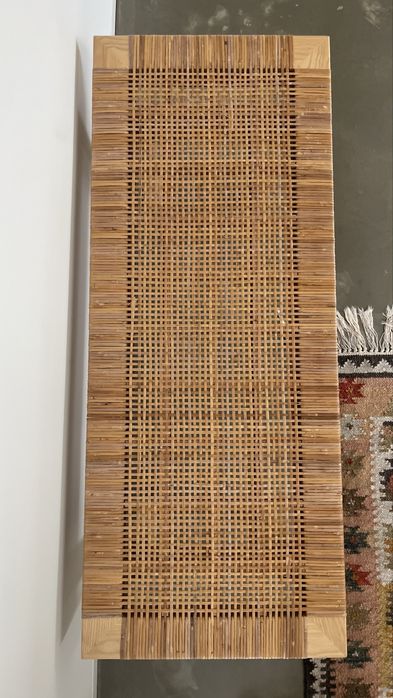Banqueta Madeira e Palhinha 100x40x40 cm