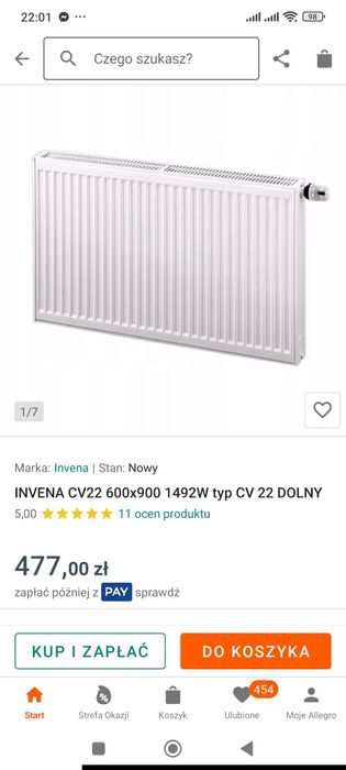 Grzejnik 600 x 900 nowy