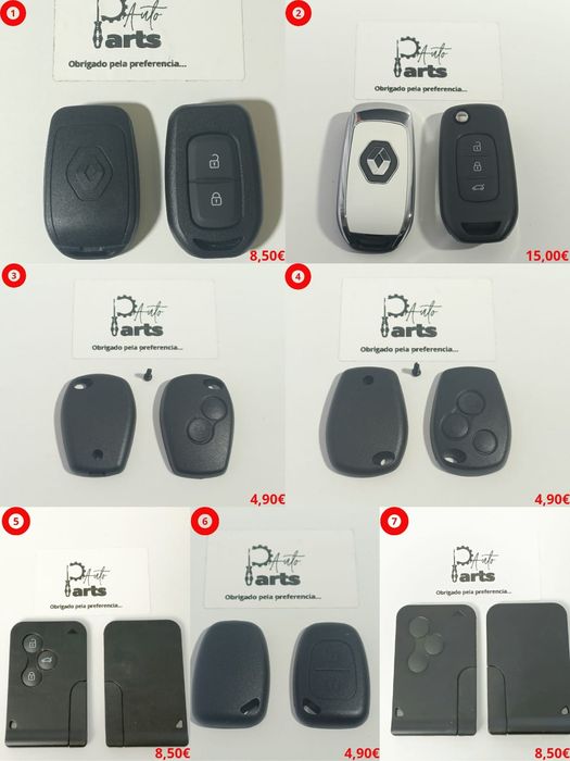 Carcaças de chaves Renault vários modelos