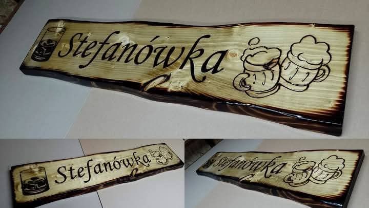 SZYLDY I TABLICE drewniane adresowe reklamowe napisy na desce drewnie