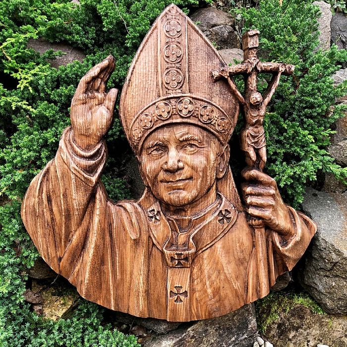 Obraz w drewnie prezent Święty Jan Paweł II 50 cm