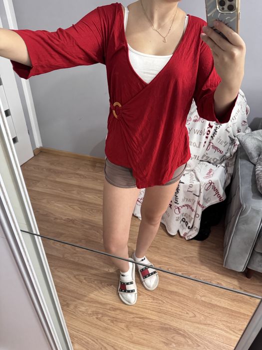 Burgundowa bluzka  XL wiskoza