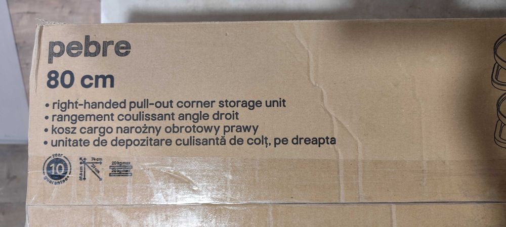 Kosz Cargo GoodHome Pebre 80 cm prawy róg