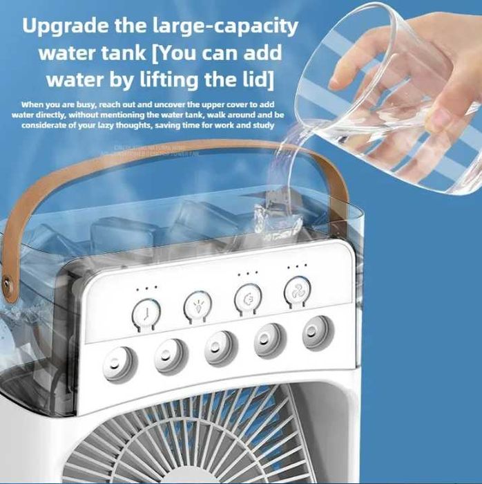Вентилятор с увлажнением воздуха Air Cooler Fan USB LED и подсветкой