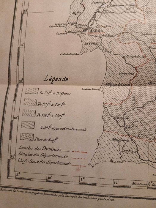 Mapa Portugal - Carte Indiquant la valeur de la Production Agricole