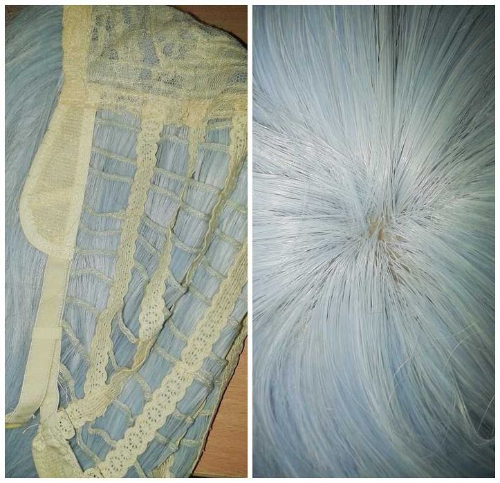 Długa metrowa 100cm peruka błękitna z grzywką niebieska cosplay wig