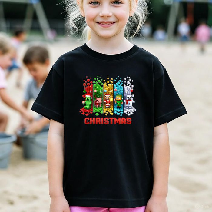 Koszulka dziecięca czarna Świąteczny minecraft prezent święta 152