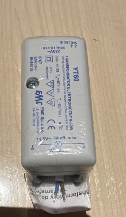 EMC Transformator 230V / 11,5V 60W nowy tanio okazja