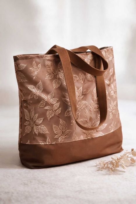 Torba shopper Hand made złote listki