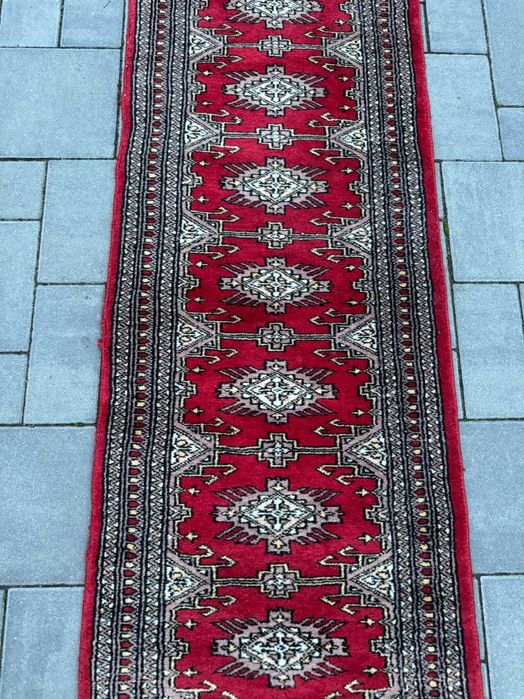 Sygnowana Pakistańska Buchara Ręcznie Tkana Wełniana Chodnik 169x50