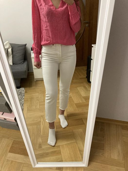 Spodnie jeansy białe proste ZARA rozm.34
