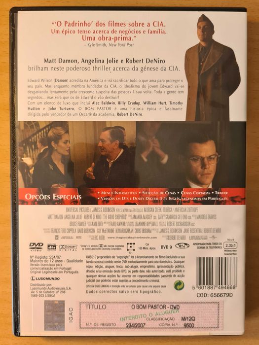 Filme em DVD "O Bom Pastor" com Matt Damon e Angelina Jolie