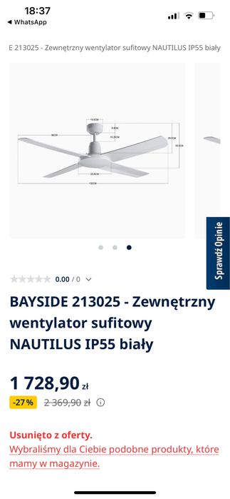 Zewnętrzny wentylator sufitowy