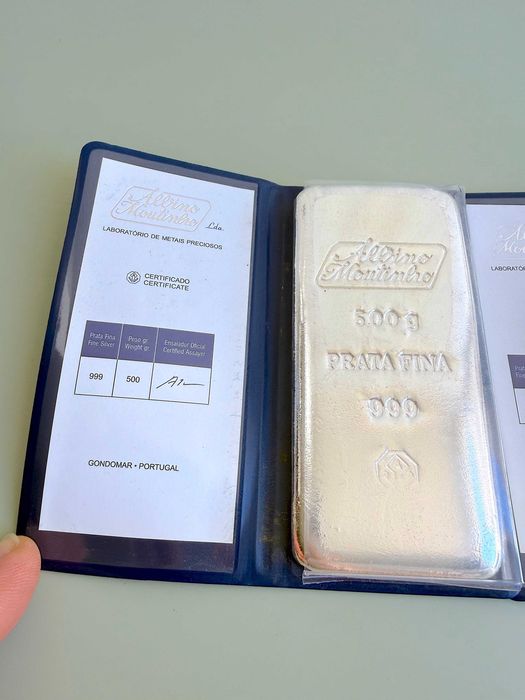 Barras De Prata Pura 999 Albino Moutinho De 500g. Última Unidade