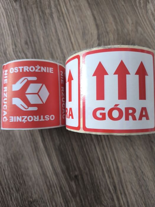 Naklejki na paczki góra i ostrożnie