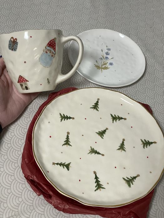 Новорічна Тарілка горнятко чашка TatiSoltes ceramics Різдвяні