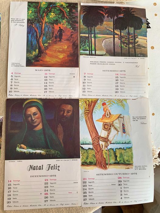 Calendário Religioso antigo vintage 1975