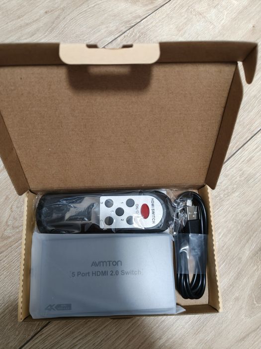 Switch HDMI 2.0 AVMTON 5 Portów | 4K 60Hz HDR | Pilot | NOWY