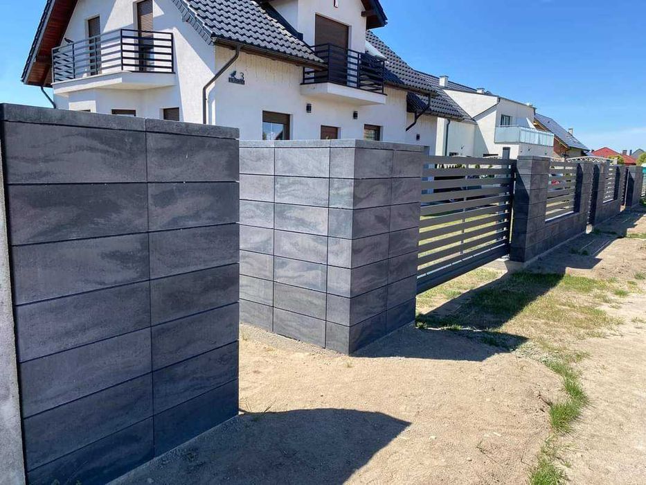 Bloczek pustak modułowy gładki na ogrodzenie Roma Horizon NERO