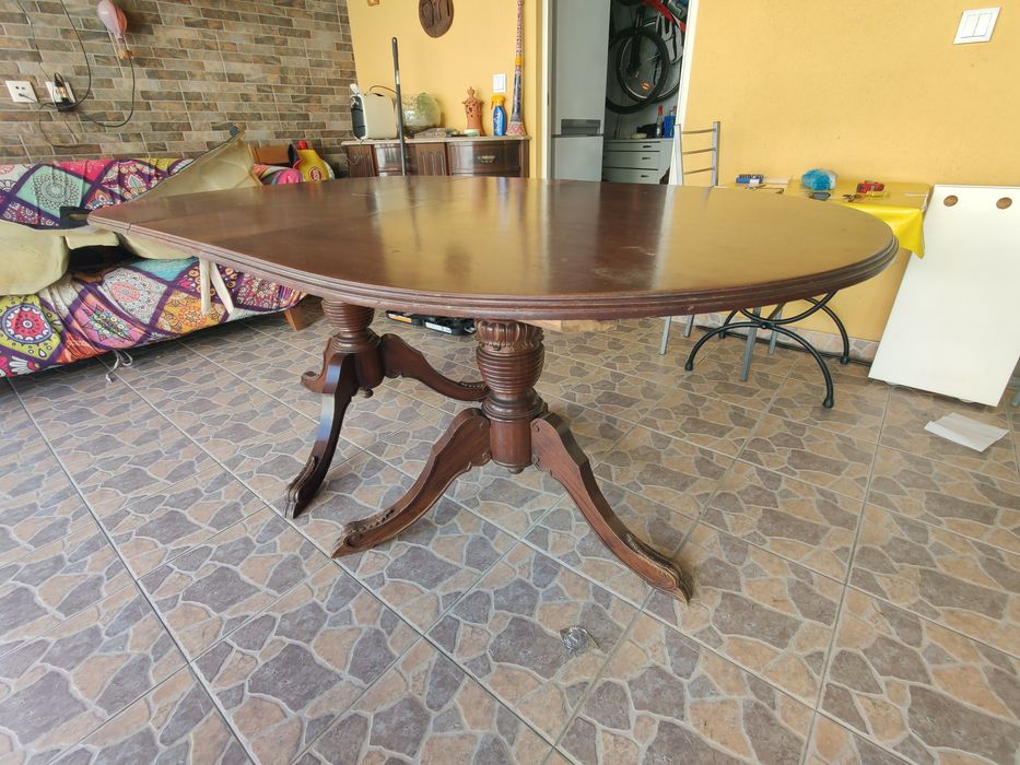 Mesa de madeira maciça extensível 1.55-1.90x1.00 m