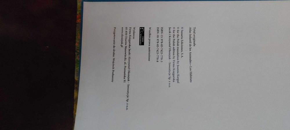 Atlas dziecięcy zwierząt - środowisko naturalne