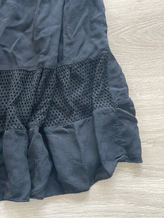 Czarna zwiewna spódnica boho z wiskozy | falbany | S/M