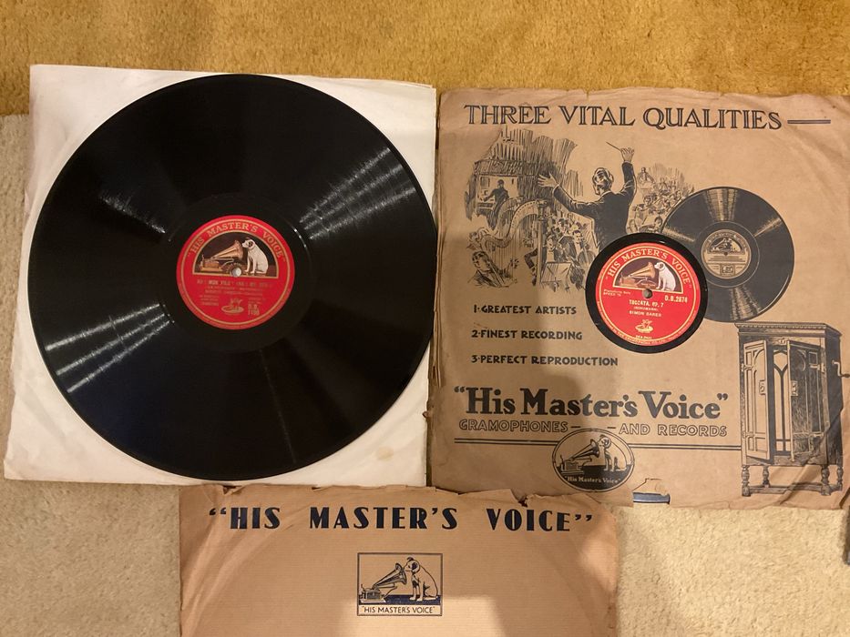 Três discos vinis antigos de 78 rotações editora Columbia