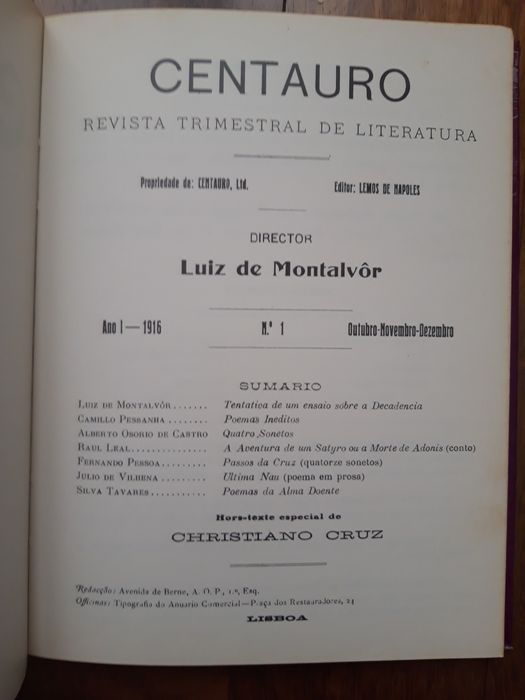 Revista ATHENA (Fernando Pessoa, Pessanha, Montalvôr, etc)