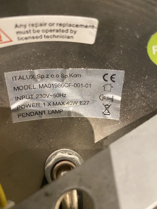 Lampa italux Lava e27 chrom uzywane(nowa 570zl)