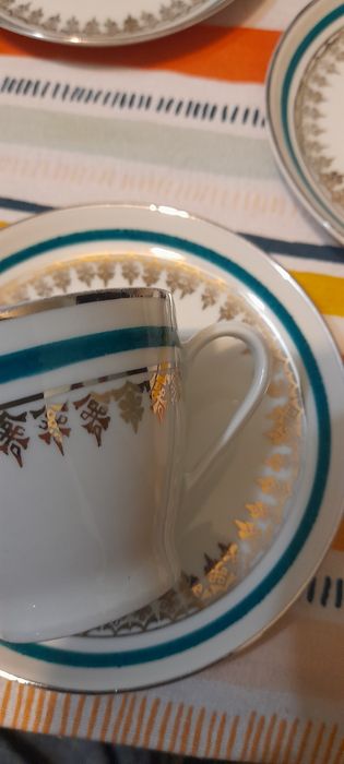 feston vintage  lata 60 ćmielów talerze fliżanki prl porcelana polska