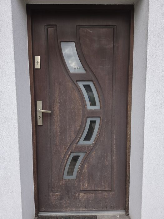 Drzwi zewnętrzne, wyjściowe drewniane, po demontażu