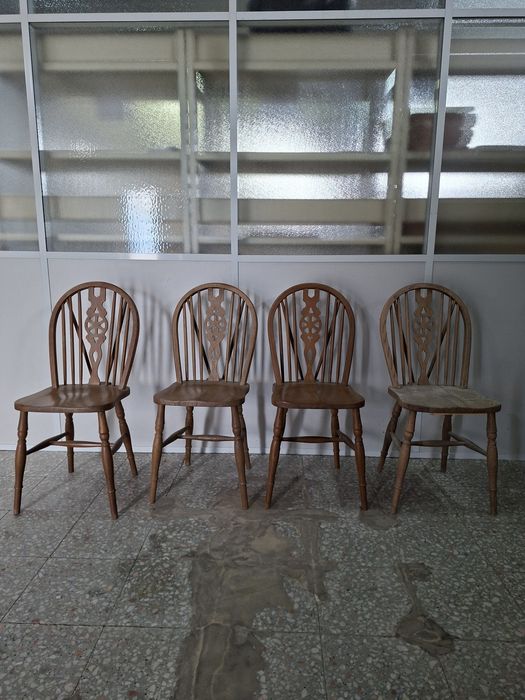 Conjunto 4 Cadeiras  Vintage 80's Madeira Maciça
