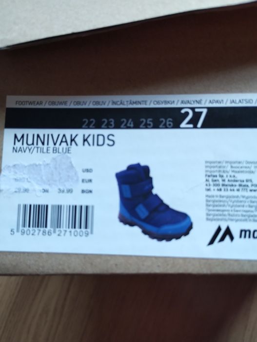 Buty zimowe kozaki chłopięce Śniegowce Martes 27