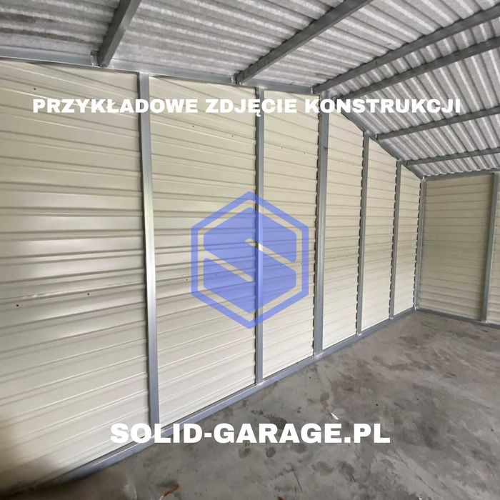 Blaszany garaż 7x5m drewnopodobny, schowek kojec z wiatą na wymiar