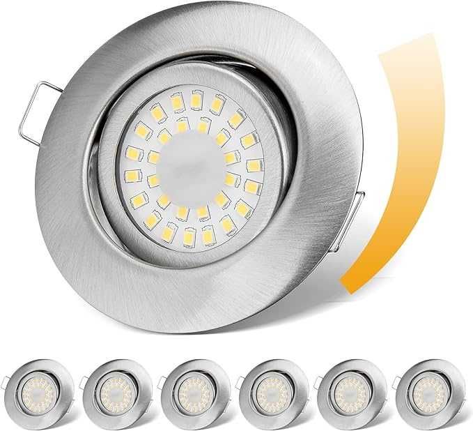 Reflektor 6szt LED do zabudowy 230 V, płaski, ściemniany, 6 W, IP44