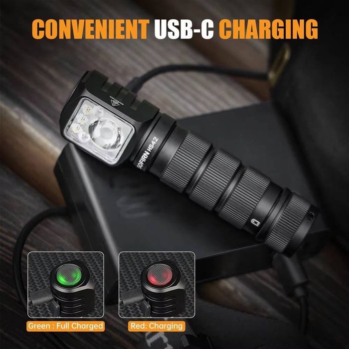 Ліхтар sofirn hs42 налобний кутовий 2100 люмен usb-c black